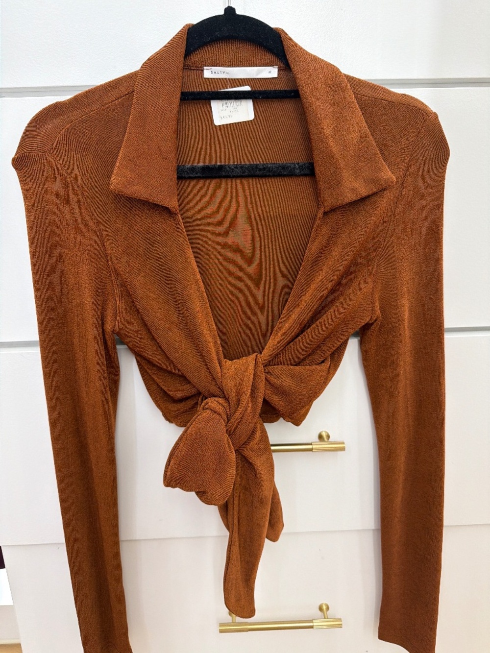Brown Collared Crop Cardigan